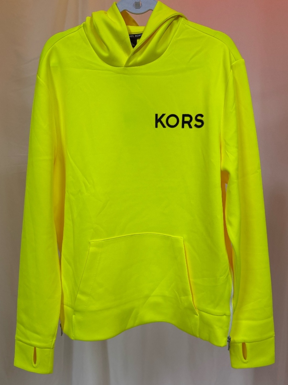 NWT Michael Kors Neon Yellow Hoodie Size L